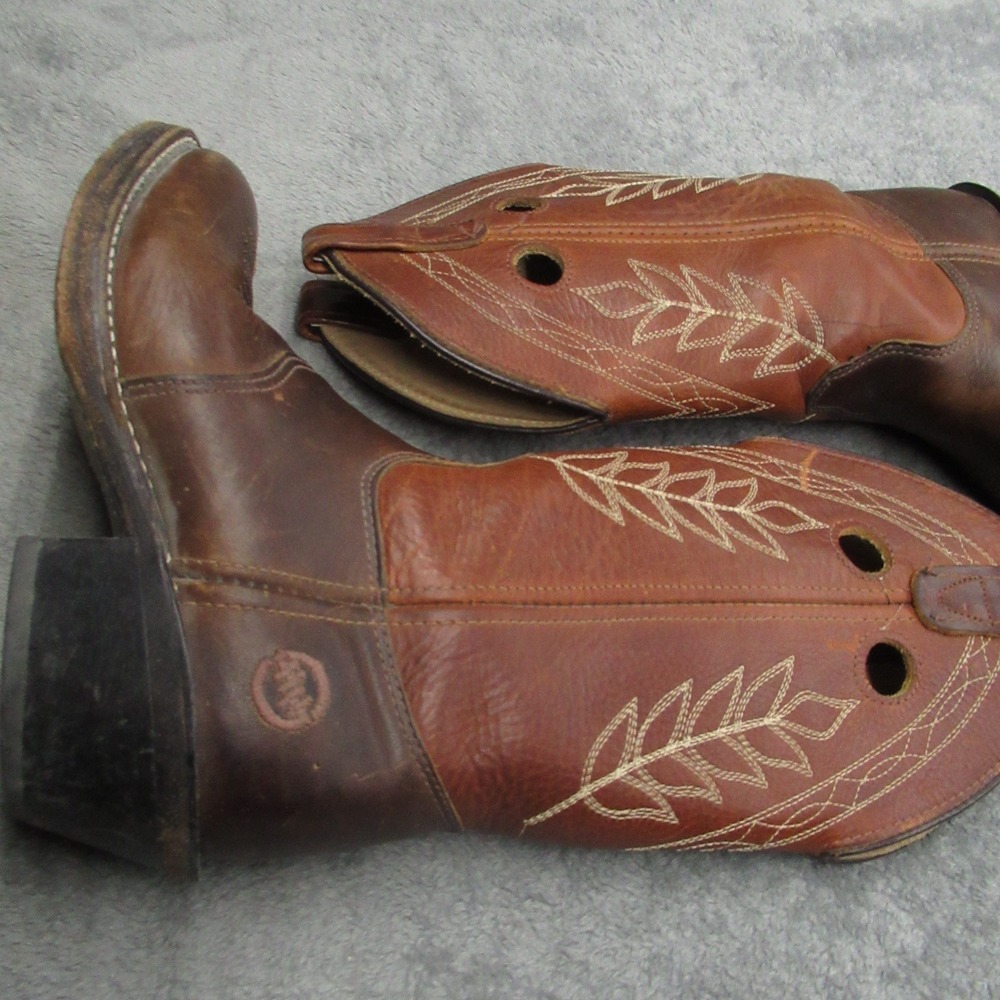 Double H Boots Women 6.5M Brown Leather Embroidery Cowgirl Western Riding USA - Picture 4 of 16